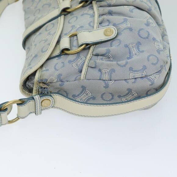 CELINE C Macadam Canvas Shoulder Bag Light Blue - Picture 4 of 16